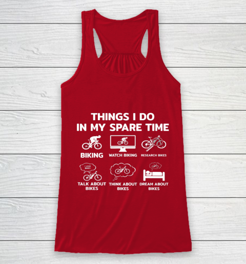 Things I Do In My Spare Time Mountain Bike Biking Funny Gift Racerback Tank 4