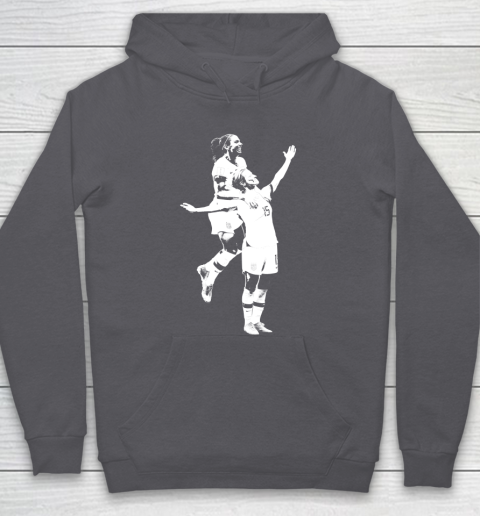 Megan Rapinoe and Alex Morgan Victory Pose  The White Stencil Hoodie 4