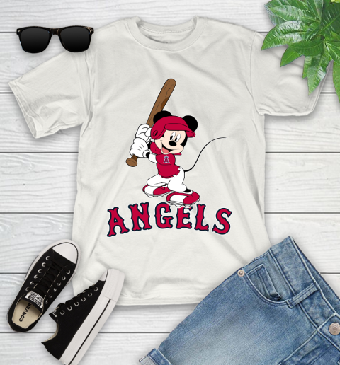 MLB Baseball Los Angeles Angels Cheerful Mickey Mouse Shirt Youth T-Shirt 2