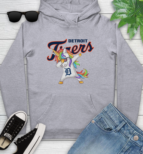 Detroit Tigers MLB Baseball Funny Unicorn Dabbing Sports Youth Hoodie 6