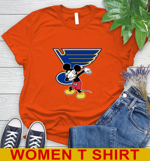 St.Louis Blues NHL Hockey Dabbing Mickey Disney Sports Women's T-Shirt 4