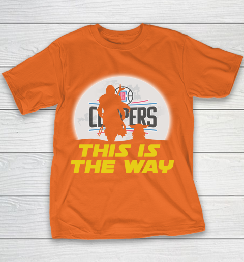 LA Clippers NBA Basketball Star Wars Yoda And Mandalorian This Is The Way Youth T-Shirt 4