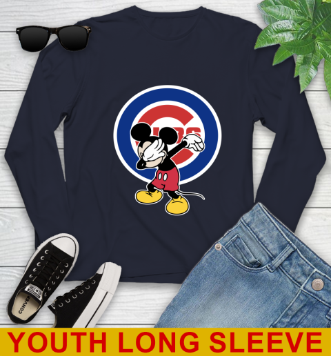 Chicago Cubs MLB Baseball Dabbing Mickey Disney Sports Youth Long Sleeve 3