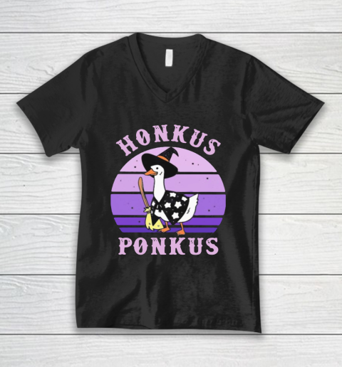 Honkus Ponkus Duck Witch vintage retro V-Neck T-Shirt