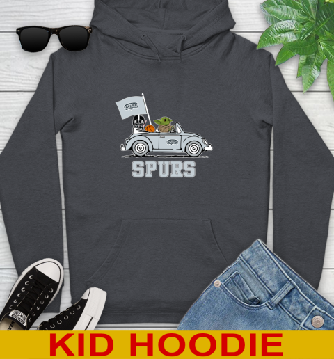NBA Basketball San Antonio Spurs Darth Vader Baby Yoda Driving Star Wars Shirt Youth Hoodie 9