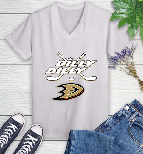 NHL Anaheim Ducks Dilly Dilly Hockey Sports Women's V-Neck T-Shirt