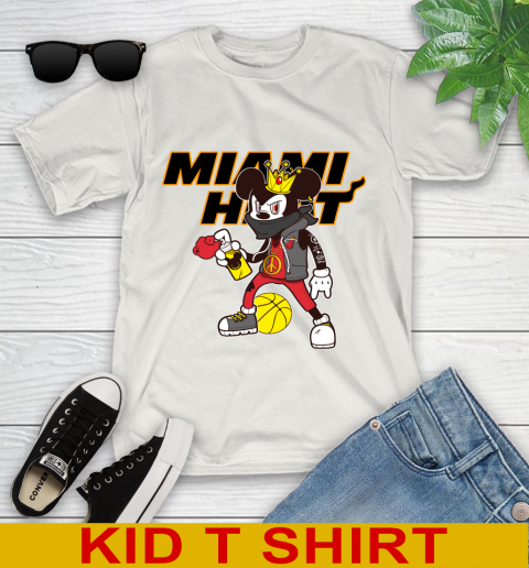 Miami Heat NBA Basketball Mickey Peace Sign Sports Youth T-Shirt 12