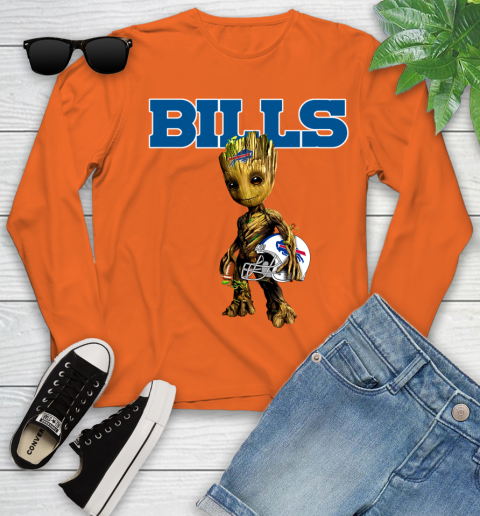 Buffalo Bills NFL Football Groot Marvel Guardians Of The Galaxy Youth Long Sleeve 4