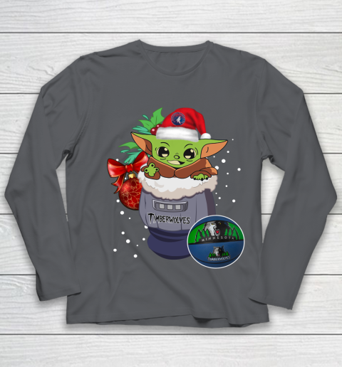 Minnesota Timberwolves Christmas Baby Yoda Star Wars Funny Happy NBA Youth Long Sleeve 8