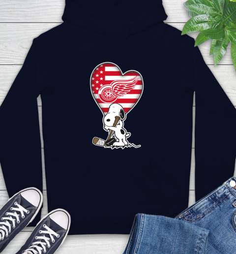 Detroit Red Wings NHL Hockey The Peanuts Movie Adorable Snoopy Hoodie 4