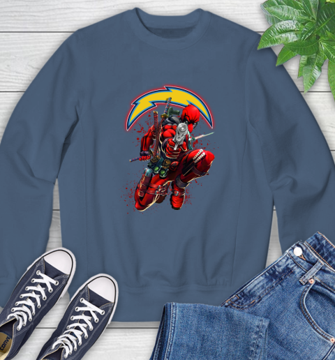NFL Deadpool Marvel Comics Sports Football Los Angeles Chargers Sweatshirt 7