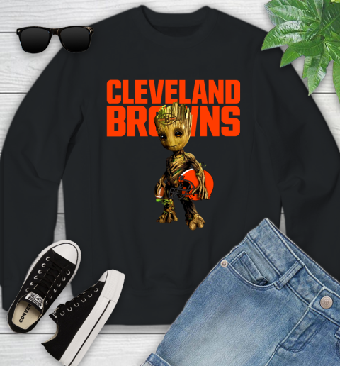 Cleveland Browns NFL Football Groot Marvel Guardians Of The Galaxy Youth Sweatshirt 2