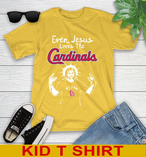 St.Louis Cardinals MLB Baseball Even Jesus Loves The Cardinals Shirt Youth T-Shirt 9