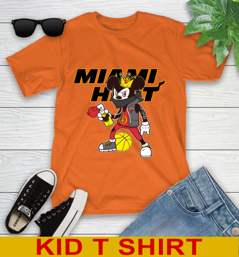 Miami Heat NBA Basketball Mickey Peace Sign Sports Youth T-Shirt 7