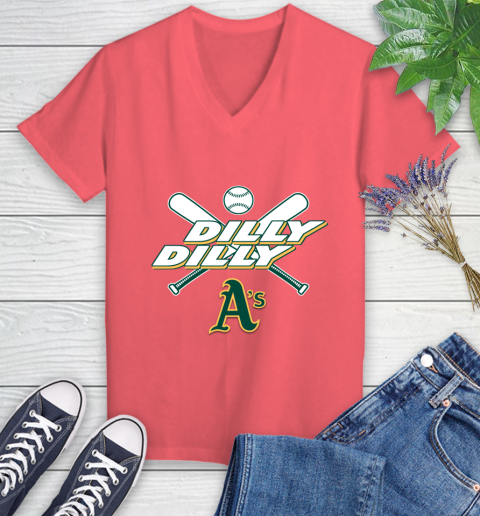 MLB Oakland Athletics Dilly Dilly Baseball Sports Women's V-Neck T-Shirt 6