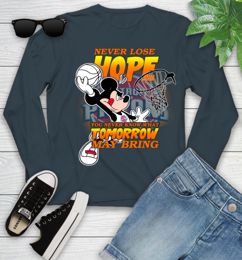 Detroit Pistons NBA Basketball Mickey Disney Never Lose Hope Youth Long Sleeve 9