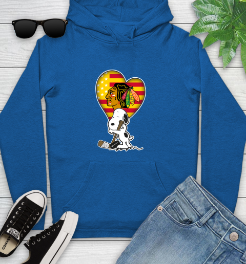Chicago Blackhawks NHL Hockey The Peanuts Movie Adorable Snoopy Youth Hoodie 9