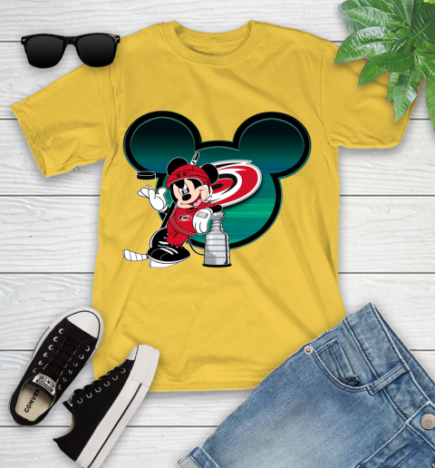 NHL Carolina Hurricanes Stanley Cup Mickey Mouse Disney Hockey T Shirt Youth T-Shirt 8