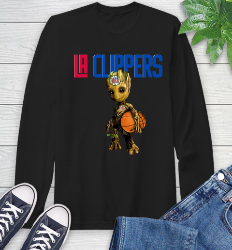 LA Clippers NBA Basketball Groot Marvel Guardians Of The Galaxy Long Sleeve T-Shirt 2