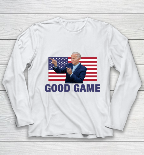 Good Game Joe Biden American Flag Winner Democrat Byedon Youth Long Sleeve