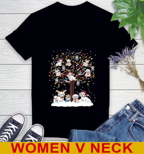 Maltese dog pet lover light christmas tree shirt 73