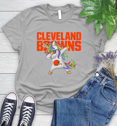 Cleveland Browns NFL Football Funny Unicorn Dabbing Sports Women's T-Shirt 5