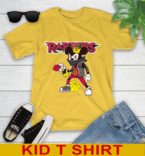 Toronto Raptors NBA Basketball Mickey Peace Sign Sports Youth T-Shirt 8
