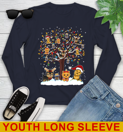Yorkie dog pet lover light christmas tree shirt 259