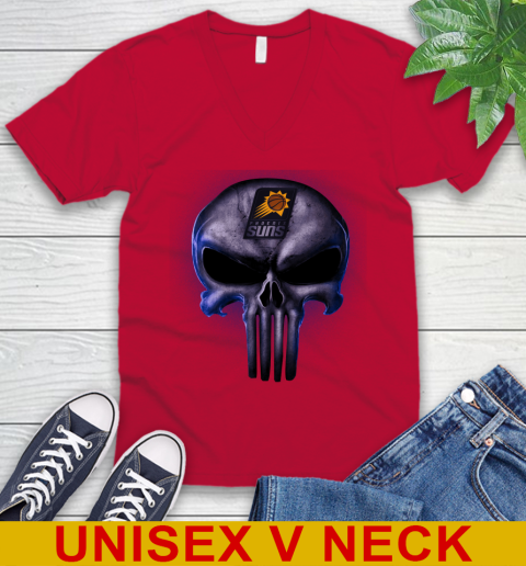 Phoenix Suns NBA Basketball Punisher Skull Sports V-Neck T-Shirt 6