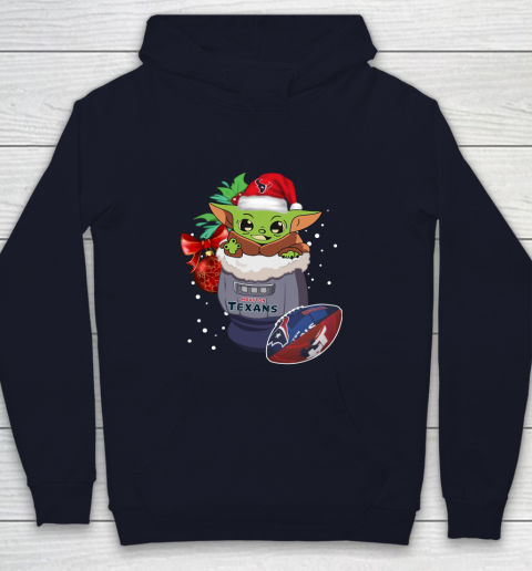 Houston Texans Christmas Baby Yoda Star Wars Funny Happy NFL Youth Hoodie 3