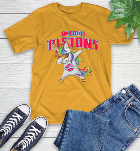 Detroit Pistons NBA Basketball Funny Unicorn Dabbing Sports T-Shirt 3