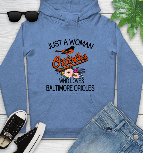 MLB Just A Woman Who Loves Baltimore Orioles Baseball Sports Youth Hoodie 8