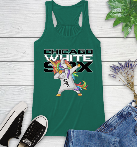 Chicago White Sox MLB Baseball Funny Unicorn Dabbing Sports Racerback Tank 7