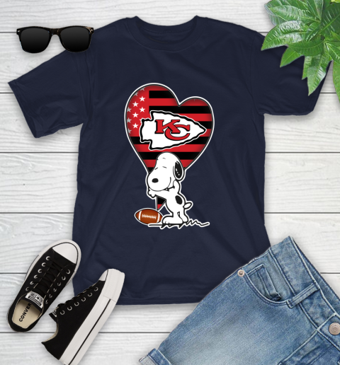 Kansas City Chiefs NFL Football The Peanuts Movie Adorable Snoopy Youth T-Shirt 3