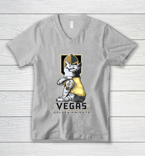 NHL My Cat Loves Vegas Golden Knights Hockey V-Neck T-Shirt 3