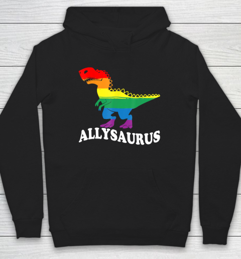Allysaurus Dinosaur Rainbow Flag For Ally LGBT Pride Hoodie