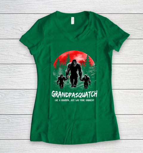 Grandpa Squatch Like A Grandpa Just Way More Squatchy Funny Women's V-Neck T-Shirt 3