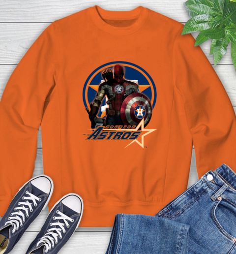MLB Captain America Thor Spider Man Hawkeye Avengers Endgame Baseball Houston Astros Sweatshirt 4