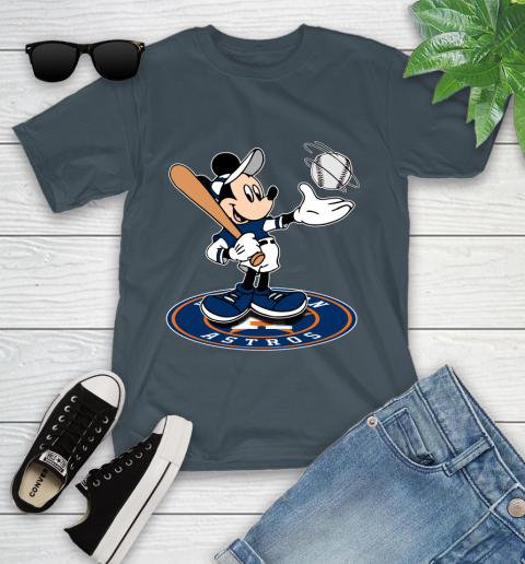 MLB Baseball Houston Astros Cheerful Mickey Disney Shirt Youth T-Shirt 8
