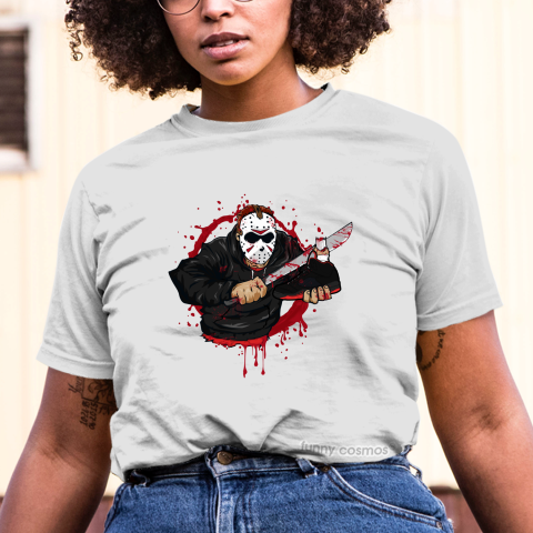Air Jordan 5 Alternate 90 Matching Sneaker Tshirt Jason Voorhees Black ans Red Jordan Tshirt