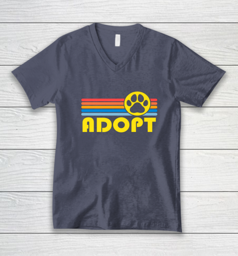 Rescue Animal Adoption Adopt Cat or Dog Vintage Retro Sunset V-Neck T-Shirt 7