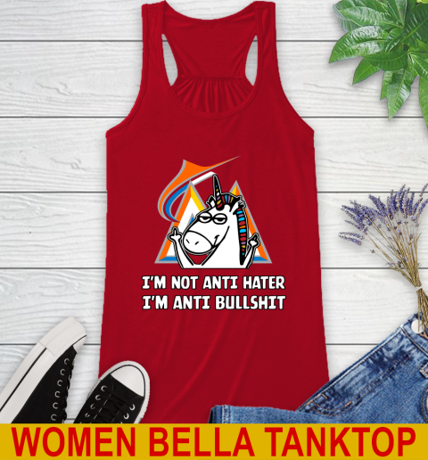 Miami Marlins MLB Baseball Unicorn I'm Not Anti Hater I'm Anti Bullshit Racerback Tank 6