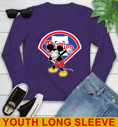 Philadelphia Phillies MLB Baseball Dabbing Mickey Disney Sports Youth Long Sleeve 5