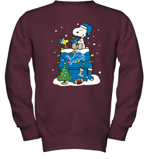 A Happy Christmas With Detroit Lions Snoopy Youth Sweatshirt