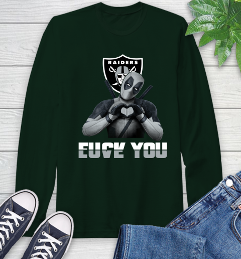 NHL Oakland Raiders Deadpool Love You Fuck You Football Sports Long Sleeve T-Shirt 7