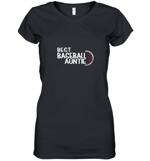 Womens Best Baseball Auntie Women's V-Neck T-Shirt