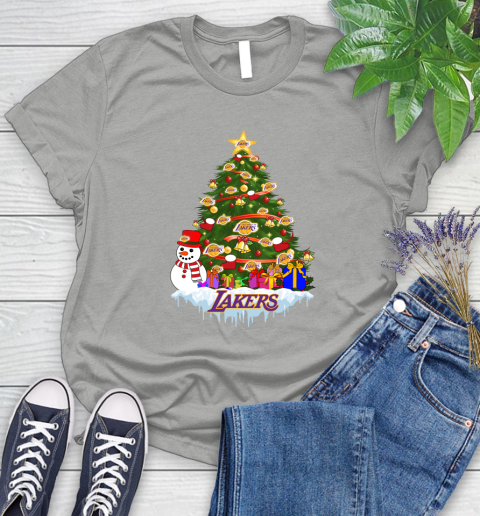 Los Angeles Lakers Merry Christmas NBA Basketball Sports Women's T-Shirt - Image 11