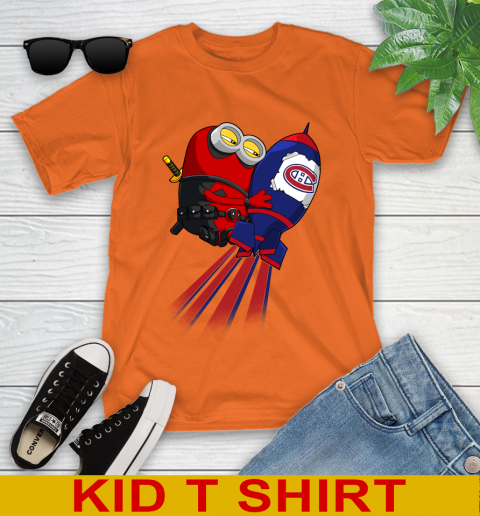 NHL Hockey Montreal Canadiens Deadpool Minion Marvel Shirt Youth T-Shirt 8