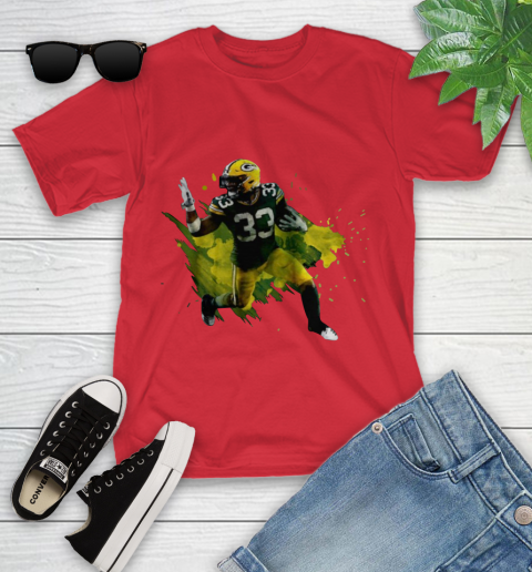 Aaron Jones Running Green Bay Packers Youth T-Shirt 13