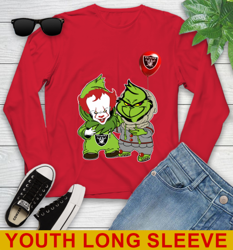 Oakland Raiders Baby Pennywise Grinch Christmas NFL Football Youth Long Sleeve 11